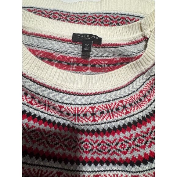 Talbots Nordic fair isle crewneck sweater lambs wool blend 3X - Picture 4 of 10